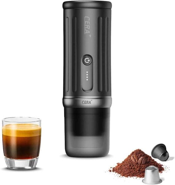 Self-Heating Espresso Machine 8 Cups per Charge 20 Bar 13500mAh CERApresso for NS Capsules Grounds Portable Coffee Maker L260526