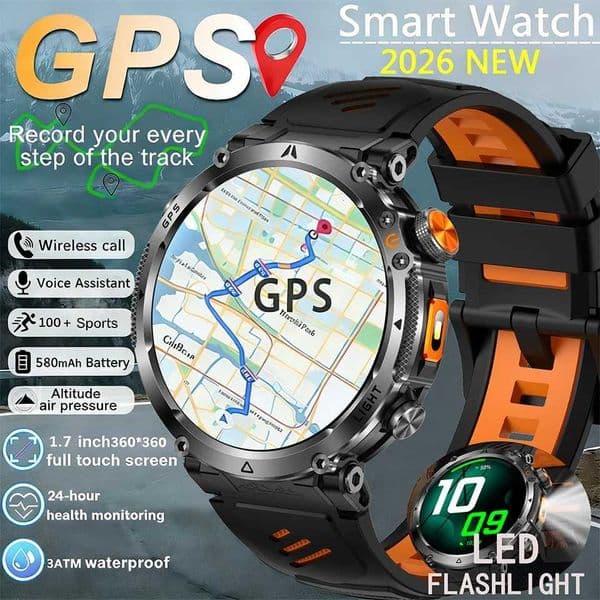 2026 New Military G Sports Smart Watch Men Compass 3ATM Waterproof Swim Fitness Tracker AMOLED HD SmartWatches 850Mah BatteryL260526