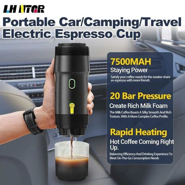 Portable Electric Espresso Machine Car Self-Heating Coffee Maker with USB-DC Travel Coffee Machine for Camping L260526