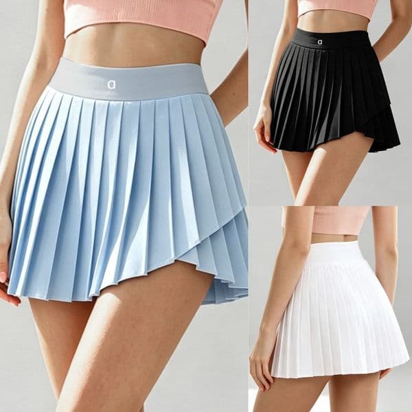 A2233 New Summer Female Yoga Exercise Fitness Skirt Fake Two-piece Quick-drying Tennis Skirt Pants Anti-exposure Pleated Skirt