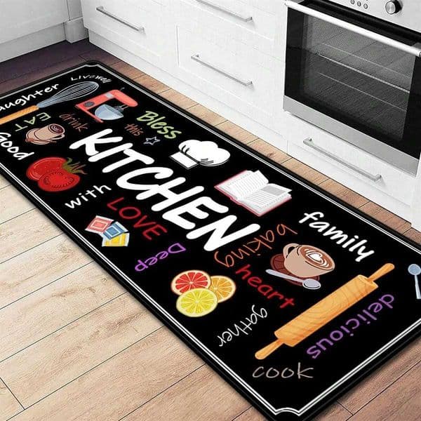 VIKAMA 1/2 pcs Kitchen Printed Floor Mat Durable and Wear-Resistant Home Kitchen Floor Mat Laundry Room Carpet Home Decor W260525