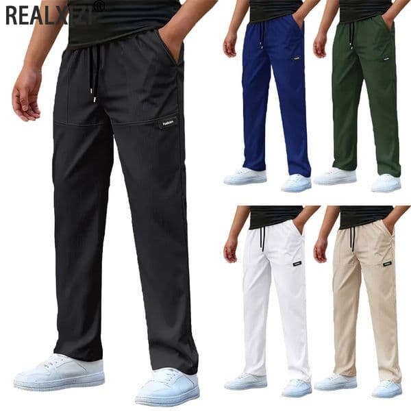 Mens Casual Pants Sweatpant Breathable Sports Trouser Elastic Waist Straight Wide Joggers Running Workout Long Men 260526