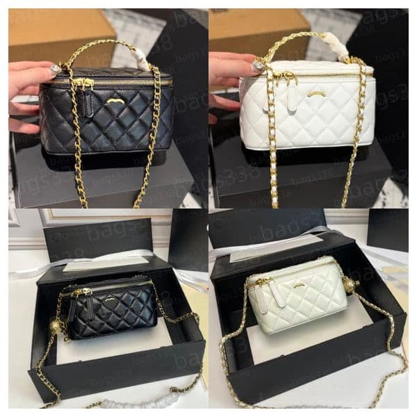 10A quality Luxury cc vanity bag designer makeup bag womens crossbody shoulder bag toiletry bag maquillage pouch lady leather chain square bag purse wallet classic