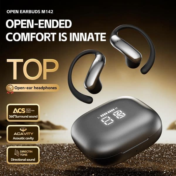 New rotating left and right wearing wireless Bluetooth earphones, ear-hook style, noise cancellation, sports, ultra-long battery life.