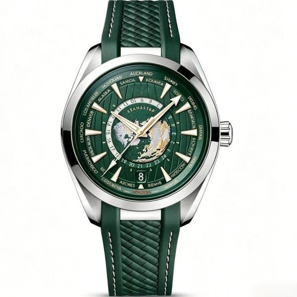 Classic Men Luxury World Time Quartz Watch Date Braided Leather Strap Business Casual Male Wristwatches