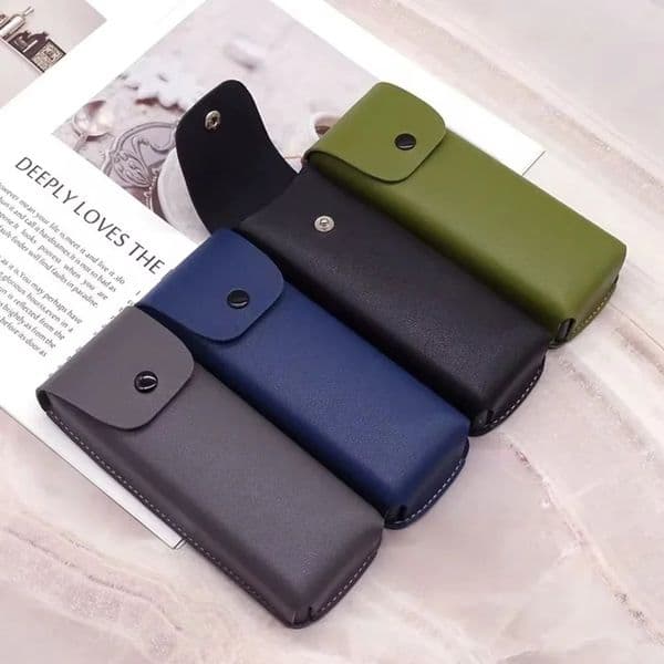 Eyewear Bag PU Leather Glasses Storage Button Style Box Glasses Case Spectacle Sunglasses Box Waistpack Glasses Box 260516