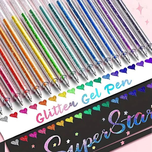 Sparkle Gel Pens Black Paper, Colorful Glitter Pens, Ideal For Art, Decor, Crafts, Journaling, Office & School