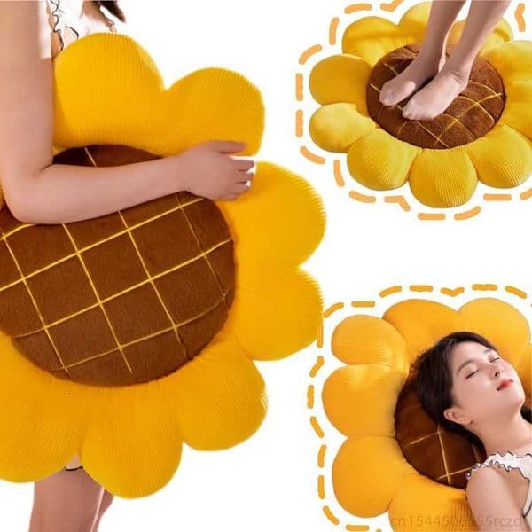 35-70cm Lifelike Natural Flower Sunflower Plush Doll Pillow Yellow Flower Plush Pillow Super Soft Birthday Gift For Girls H260525