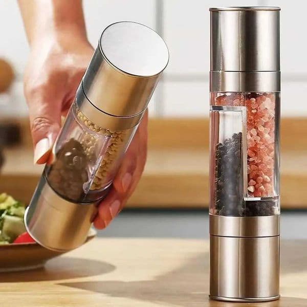2 In 1 Adjustable Ceramic Grinding Spice Mill Kitchen Tool Stainless Steel Salt Pepper Mills Salt And Pepper Manual Grinde Rwith L260526