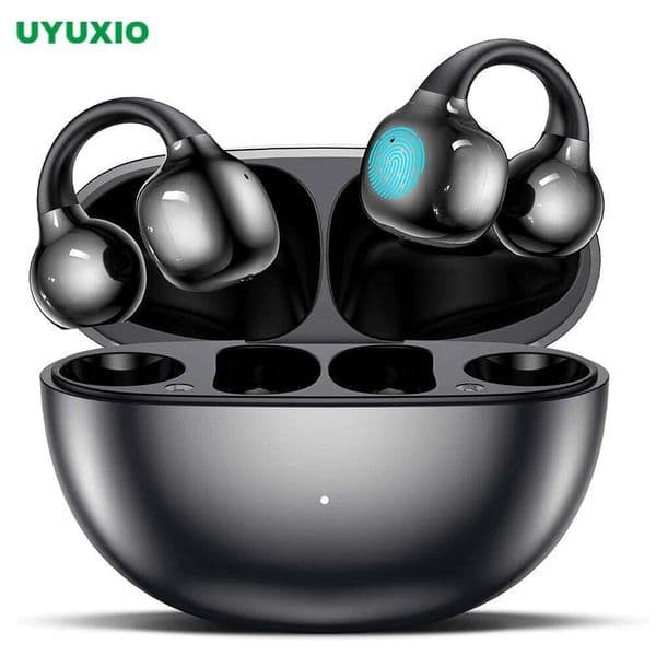 UYUXIO BT 5.4 Clip on Earbuds Wireless Open Headphone with 72H Play Time Long-Battery Life Over Ear Buds for Sport Workouts 26Y0526