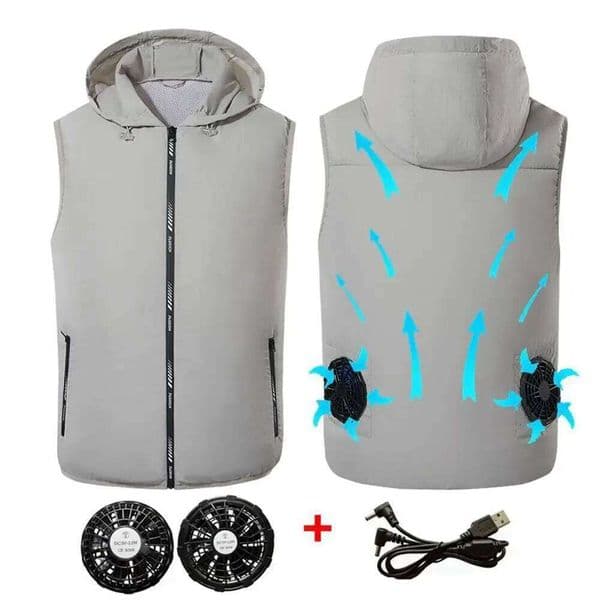 Summer Sport Fan Air Condition Cool Man Woman Travel Ultralight Brand Outdoor Vest Clothes Jacket Sun Windbreaker Fishing Worker W260522