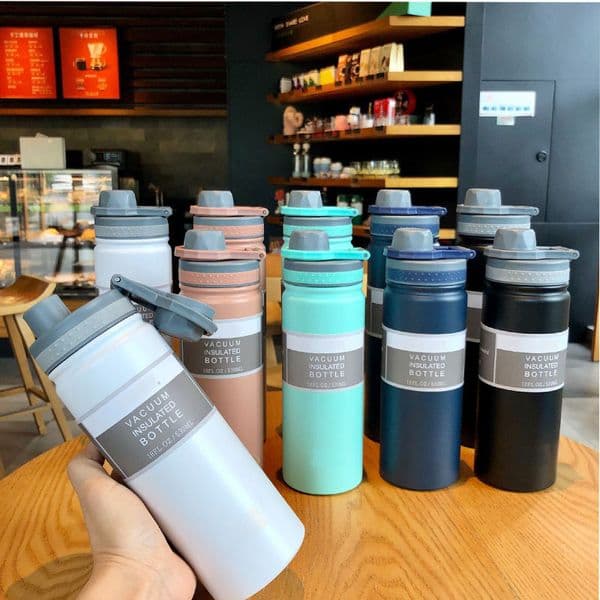 530ml 750ml 304 Stainless Steel Vacuum Insulated Water Bottle with Flip Lid and Portable Handle