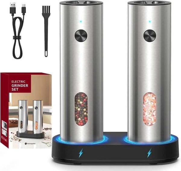 Automatic Pepper Grinder Salt And Pepper Grinder Rechargeable Adjustable Coarseness Spices Mills With LED Light Kitchen Tool L260526