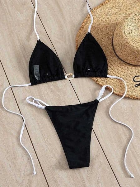 Sexy Black Bikini Thong Swimsuit Extreme String Cross Backless Swimsuits Women Vacation Swimwears Beach Outfits Bikinis De Mujer M260526