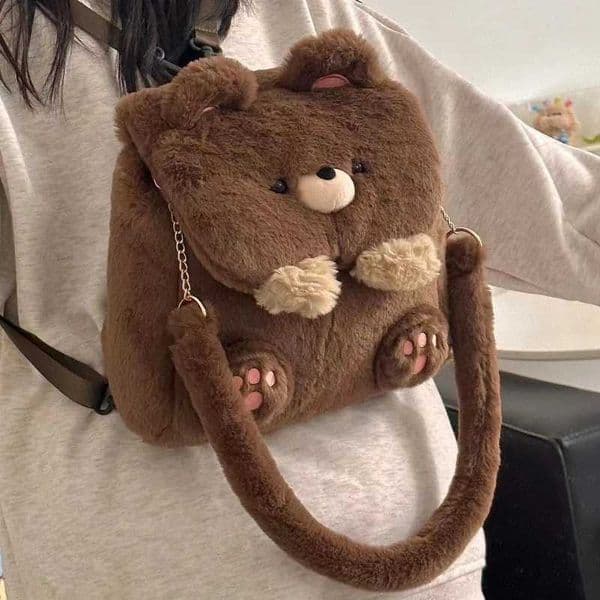 Japanese Large Capacity Storage Bag Backpack Schoolbag Student Crossbody Bag School Bag Kawaii Plush Bear M260525