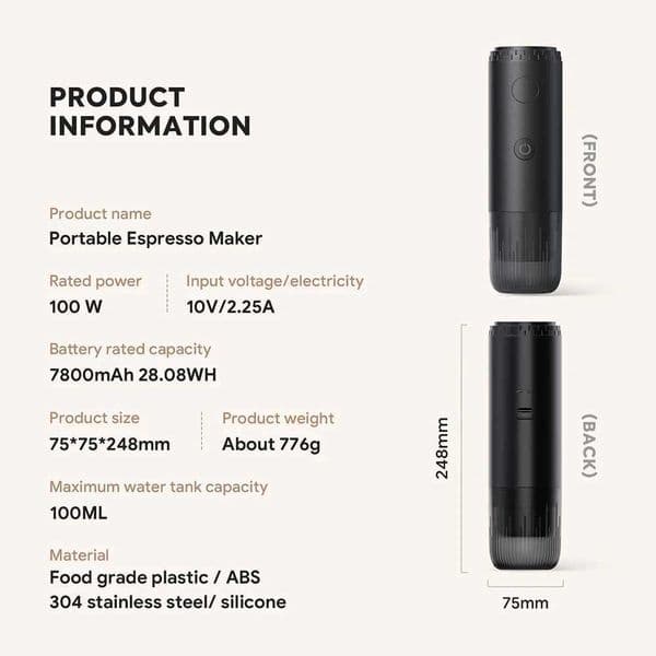 New 3 in 1 Wireless Portable Espresso Machine Capsule Coffee Powder Travel Coffee Maker Smart Extraction Wireless Heating L2605263QKO