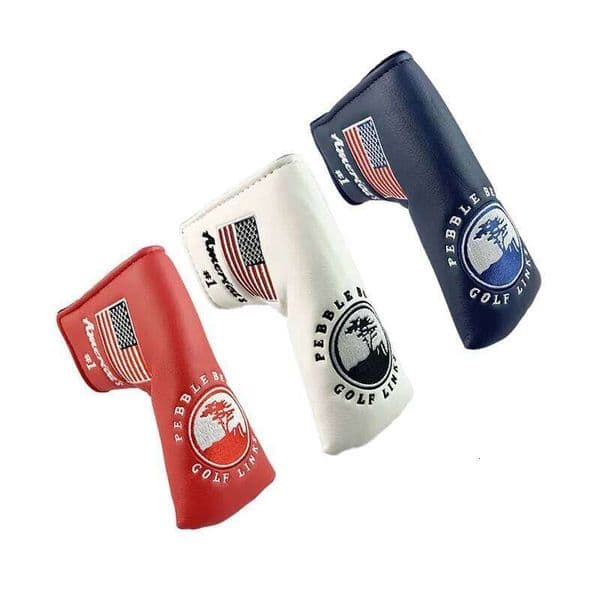 Magnetic Closure Golf Head Cover Putter Blade and Mallet Club Headcover PU Waterproof Leather Navy Blue White Red 1PC W260526