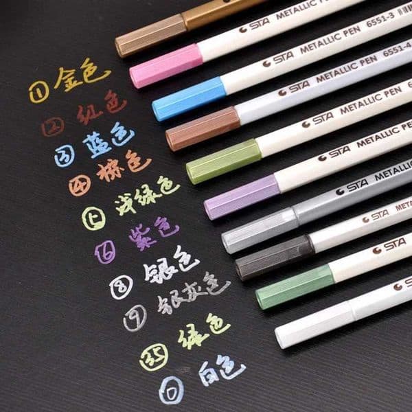 10pcs Color Metallic Marker Pen For Graffiti Drawing DIY Photo Album Scrapbooking Crafts Card Making L260525