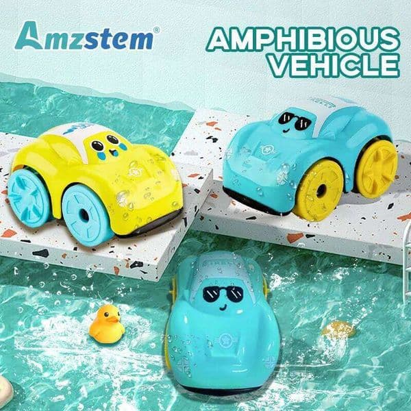 Baby Shower Amphibious Bathroom Floating Clockwork Toy Cars Children Cute Swimming Water Playing Toys for Kids Gifts W260518