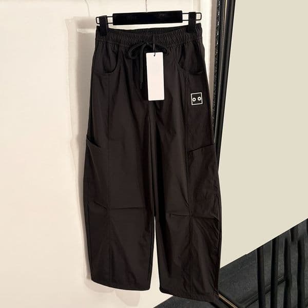 Letter Print Cargo Pants For Women Luxury Brand Black Curved Knife Pants Street Style High Waist Casual Sweatpants