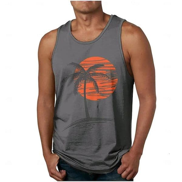 Mens Summer Sports Tank Tops 3D Print Setting Sun Graphic Casual Comfortable Sleeveless Vest Fashion Fitness Gym Men Tank Tops 260526