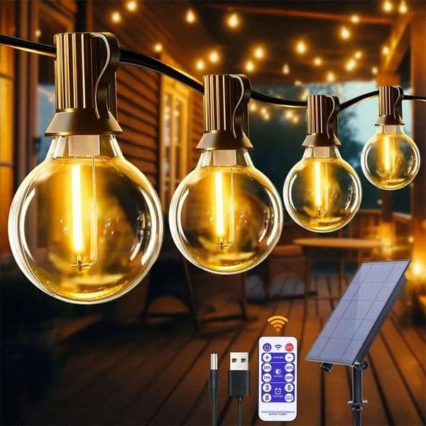 2026 New Solar String Outdoor G40 Courtyard With LED Shatterproof Bulb Backyard Tavern Weatherproof Pendant Light 241030Bj 5C5733
