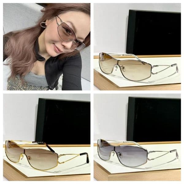 Sunglasses Designer Luxury Brand Logo Metal Womens Fashion Outdoor Travel Party Slim Sun -Blocking UV-Protection