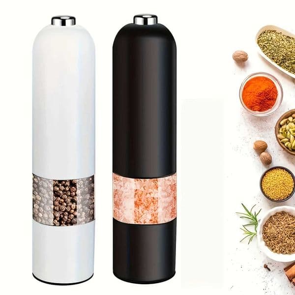 1/2pcs Automatic Salt Pepper Grinder Set Adjustable Coarseness One-Button Electric Spice Mill for Kitchen Cooking BBQ Grill Tool L260526