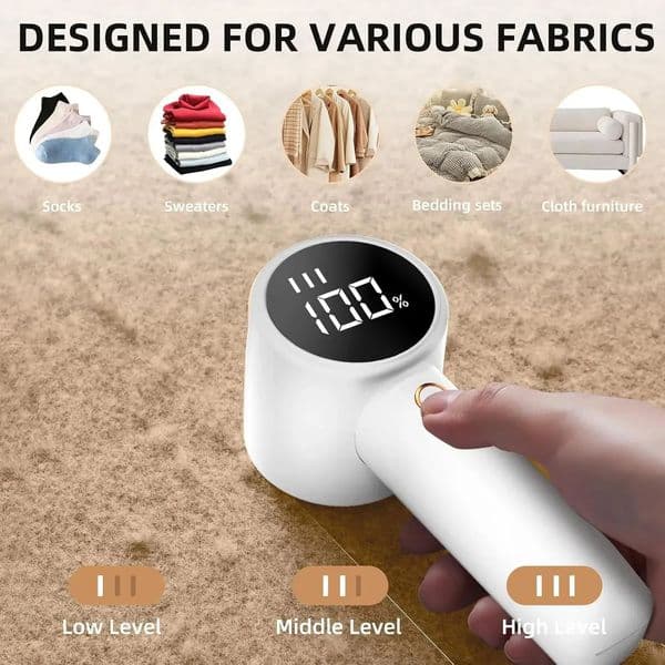 Fabric shaver rechargeable lint remover electric portable jumper remover LED displayRemoves pilling for clothes furniture sofas 260526