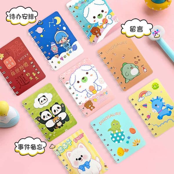 Creative Cartoon Side-Flip A7 Spiral High-Value Cute Portable Notebook, Diary, Small Notebook