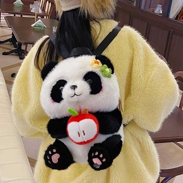 Cute Convenient Panda Plush Backpack - Girls Mini Bag for Travel M260525
