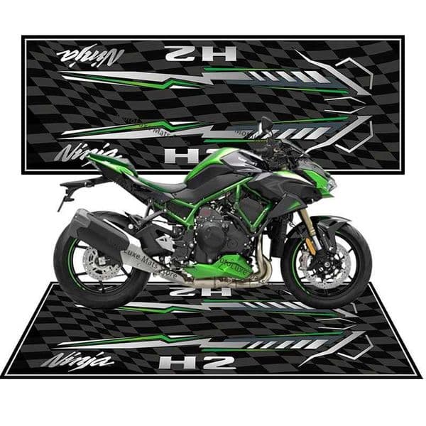 Anti Slip Kawasaki Motorcycle Display Rug Customized Garage Floor Mat Waterproof Racing Moto Parking Carpet Workshop Mat W260525