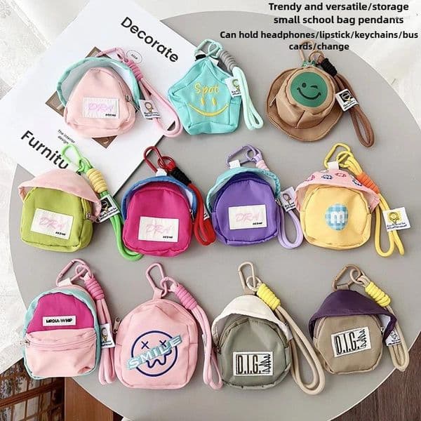 Coin Purses Trendy Small Schoolbags Portable Headphones Storage Bags Wristbands Suitable Phone Cases Keychains Pendants