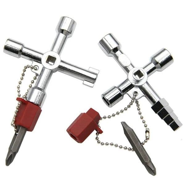 4in1 Silver Key Wrench Electrical Elevator Control Cabinet Valve Inner Triangle Quadrangle Screwdriver Tool Set ddmynov