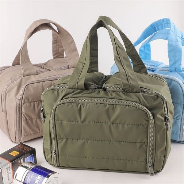 Multi-Opening Quilted Simple and Stylish Solid Color Portable Travel Toiletry and Makeup Bag 260525