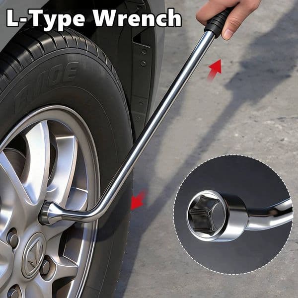 17/19/21/22/23/24mm Car Spare Lug - L type Hexagonal Head Slotted End Socket Repair Tool, Standard Tire Wrench ddmynov