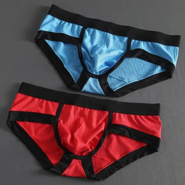 2026 New Men's 100% Cotton Ribbon Briefs With adult toys Patchwork Design Breathable & Comfortable Underwear For Daily Wear 001