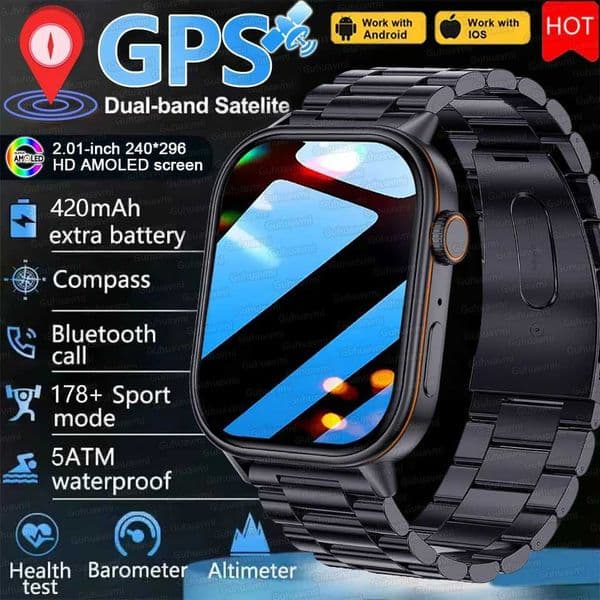 New For Android iOS Outdoor G SmartWatch Men 201 HD AMOLED Compass 420mAh 178Sport Mode Waterproof Bracelet Smartwatch 2026L260526