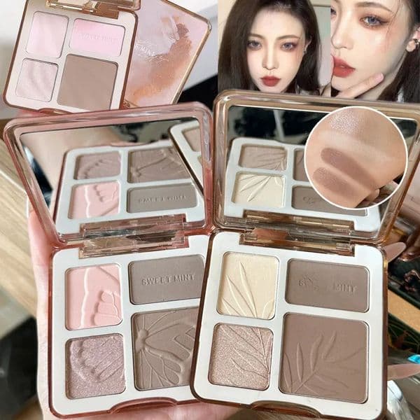 Sweet Mint Highlighter Contour Shading Powder Palette Makeup Matte Bronzer Highlight Glitter Brighten Face Blush Nose Contouring 260521