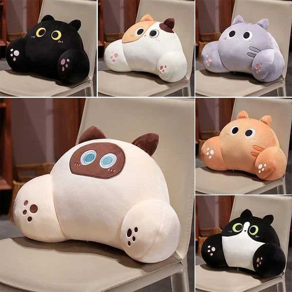Thickened Cat Back Cushion Siamese Calico Cat Sofa Bed Chair Lumbar Support Cushion Comfortable Throw Pillow Home Decor Girl H260525