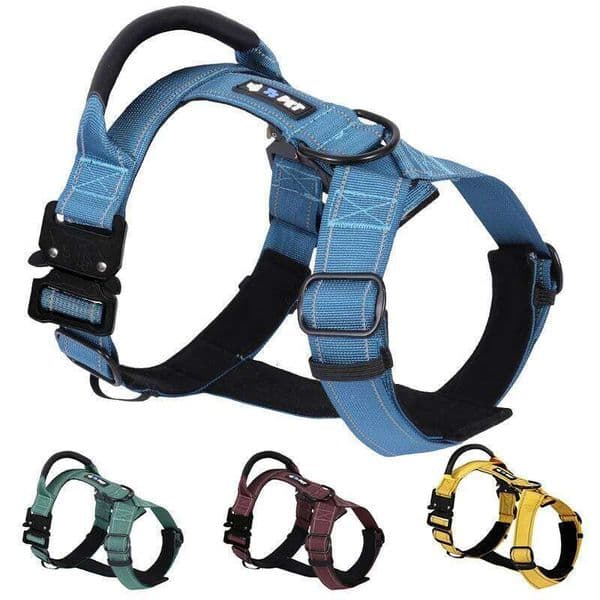 Y-Shaped Dog with Soft Padding, Metal Buckles and Leather Handle Adjustable No Pull Pet Harness for Dogs W260526