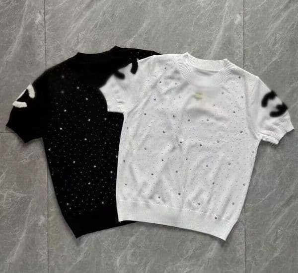 luxury women's Designer T-shirts for woman Luxury knitted short-sleeved T-shirt top