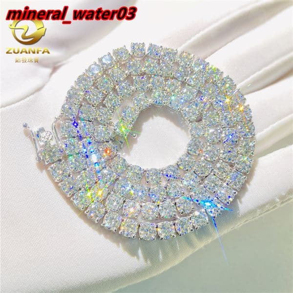 New 5mm single stone moissanite hip-hop tennis chain 925 silver inlaid moissanite necklace tennis chain