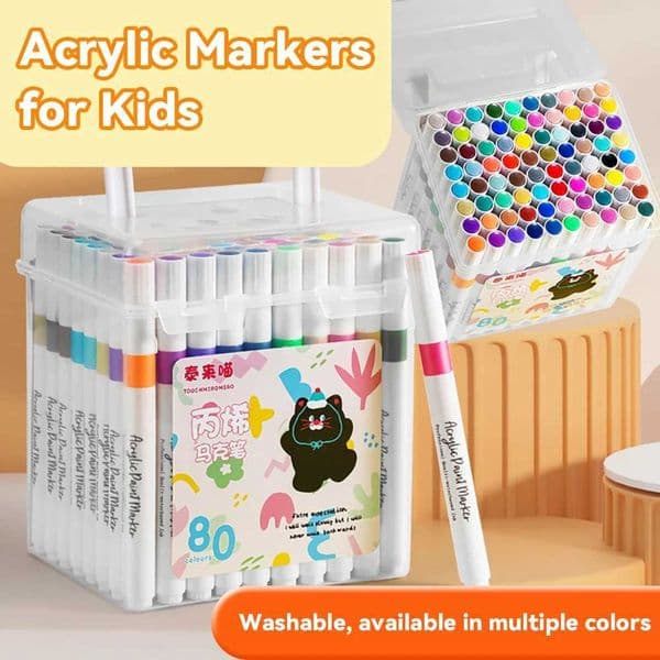 24-80 Colors Acrylic Marker Waterproof Painting Graffiti Pen Student Ceramic Glass Wood Shoes Fabric Diy Supplies Art Markers L260525