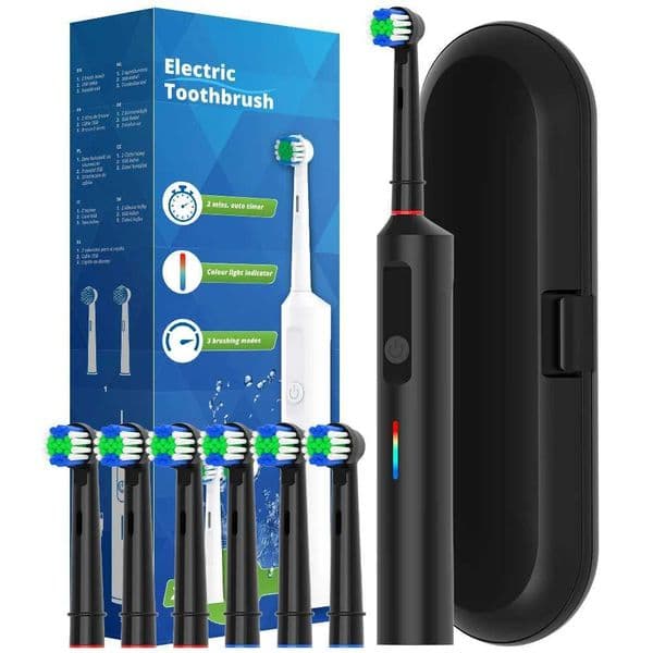 Smart Rotating Electric Toothbrush Rechargeable Rotary Toothbrush with 6 Heads Compatible with Oral B Replacement Brush HeadsL260526