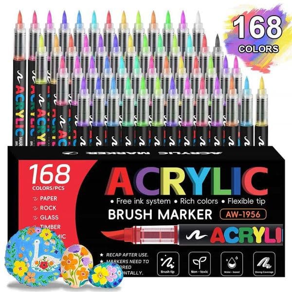 12/24/48/60 Colors Acrylic Marker Pen Paint Brush Pen Painting Coloring Pen DIY Graffiti Art Making School and Office Supplie L260525