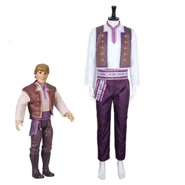 Anime Frozen Kristoff Cosplay Costume Set Uniform Top Pants Suits Halloween Carnival Party Clothing for Adult Men