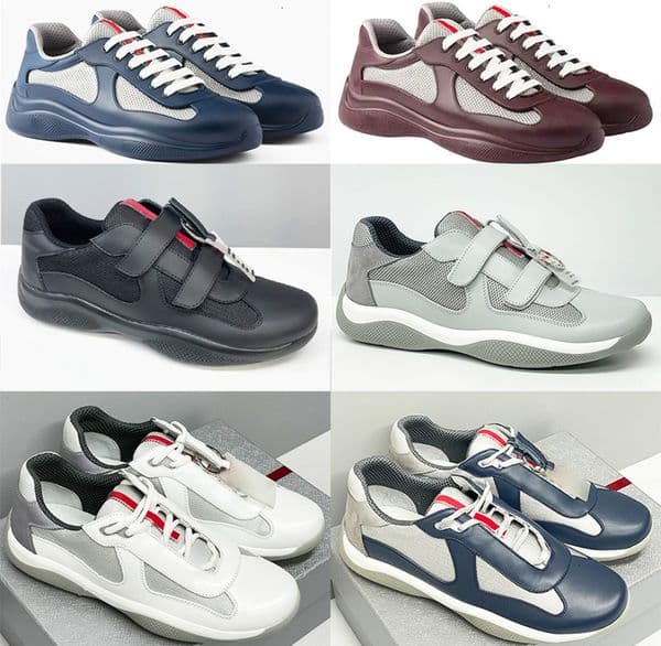 Mens Americas Cup Designer Sneakers Genuine Leather Breathable Mesh Casual Sport Trainers Large Size EU47 Outdoor Walking Running Shoes 447 527