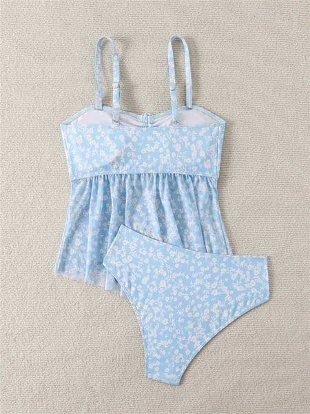 Cute Floral Bikini Drawstring Swimsuit Womens Bikinis and Tankinis Two Piece Vacation Swimwears Beach Outfit Bathing Suit traje M260526