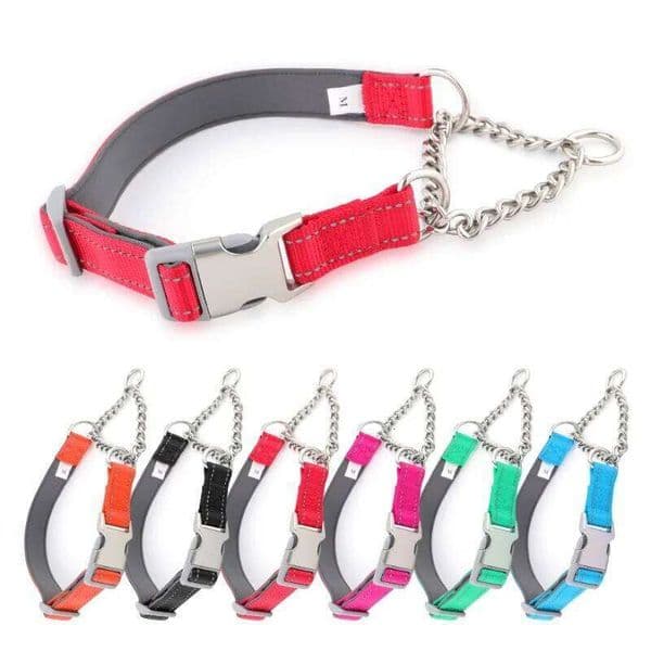 Collar Choker Adjustable Dog Chain Reflective Nylon Fabric Pet Collars for Small Medium Large Dogs W260526